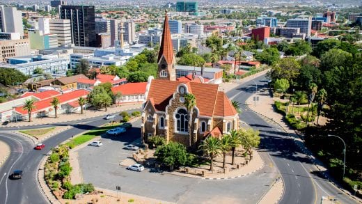 Aerial view of Windhoek church