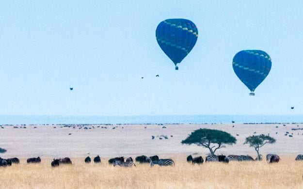 Early morning hot air balloons in Kenya